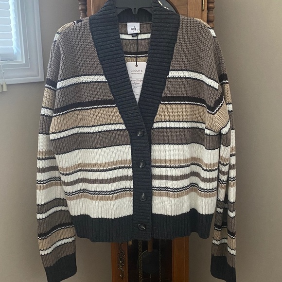 Cabi Cocoa Striped Cardigan size Large - Picture 6 of 12